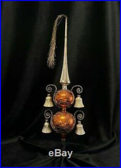 Antique / Vintage Christmas TREE TOPPER Mercury Blown Wire Wrapped Glass Germany