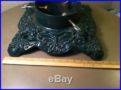 Antique Vintage GREEN Cast Iron Christmas Tree Stand Holly Wreaths Berrys Heavy