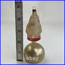 Antique Vintage Glass Christmas Tree Ornament Santa Claus Unsilvered On 1/2 Moon