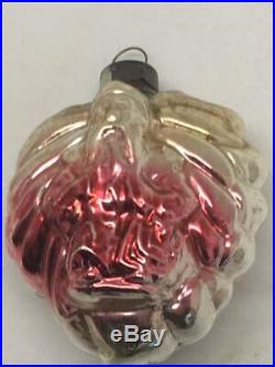 Antique Vintage Glass Santa Claus Feather Tree Christmas Ornament Berry Leaf