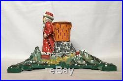 Antique Vintage Iron Cast Christmas Santa Tree Stand Hand Painted