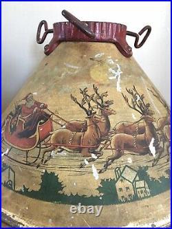 Antique Vintage Noma Christmas Metal Tin Lithographed Tree Stand Santas Sleigh