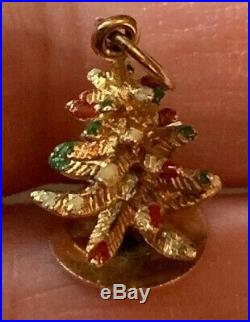 Antique Vintage Signed M&M Christmas Tree 14K Gold Charm/Pendant 1.55g