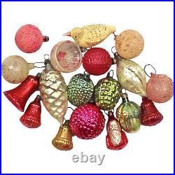 Antique Vintage Small Feather Tree Glass Christmas Ornaments Santa Berry Figural