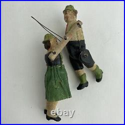 Antique Vintage Wood Christmas Tree Ornament Painted Jointed Man Woman Germany