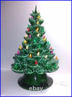 Arnels Vintage Ceramic Christmas Tree 19 W Mold Lamp Lighted Base Arnel Holiday