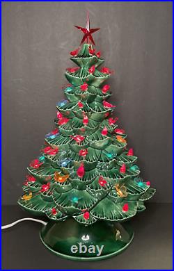 Arnels Vintage Ceramic Christmas Tree Mold Lamp Lighted Base Signed Holiday 19
