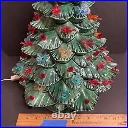 Arnels Vintage Ceramic Christmas Tree Mold Lamp Lighted Base Signed Holiday 19