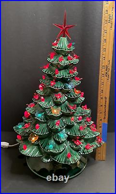 Arnels Vintage Ceramic Christmas Tree Mold Lamp Lighted Base Signed Holiday 19