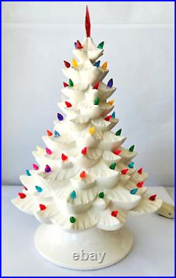 Arnels White Ceramic Christmas Tree & Base Colored Lights 19 Gorgeous Vintage