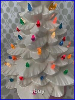 Arnels White Ceramic Christmas Tree & Base Colored Lights 19 Gorgeous Vintage