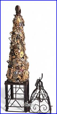 Artisan Steampunk Industrial Brutalist Holiday Christmas Vintage Jewelry Tree