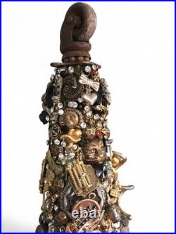 Artisan Steampunk Industrial Brutalist Holiday Christmas Vintage Jewelry Tree Artisan Steampunk Industrial Brutalist Holiday Christmas Vintage Jewelry Tree