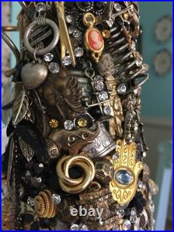 Artisan Steampunk Industrial Brutalist Holiday Christmas Vintage Jewelry Tree Artisan Steampunk Industrial Brutalist Holiday Christmas Vintage Jewelry Tree