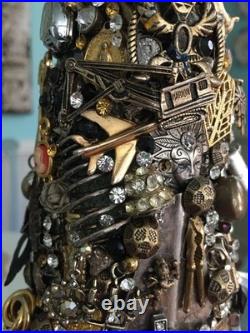 Artisan Steampunk Industrial Brutalist Holiday Christmas Vintage Jewelry Tree