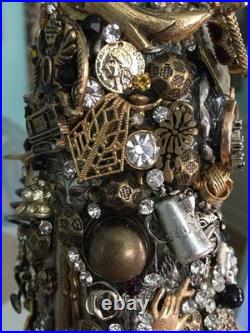 Artisan Steampunk Industrial Brutalist Holiday Christmas Vintage Jewelry Tree Artisan Steampunk Industrial Brutalist Holiday Christmas Vintage Jewelry Tree