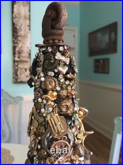 Artisan Steampunk Industrial Brutalist Holiday Christmas Vintage Jewelry Tree
