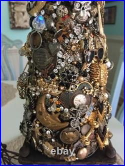 Artisan Steampunk Industrial Brutalist Holiday Christmas Vintage Jewelry Tree Artisan Steampunk Industrial Brutalist Holiday Christmas Vintage Jewelry Tree