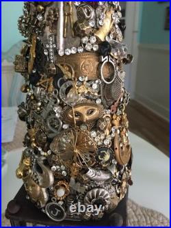 Artisan Steampunk Industrial Brutalist Holiday Christmas Vintage Jewelry Tree