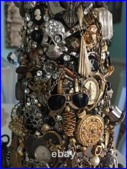 Artisan Steampunk Industrial Brutalist Holiday Christmas Vintage Jewelry Tree