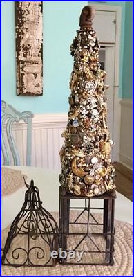 Artisan Steampunk Industrial Brutalist Holiday Christmas Vintage Jewelry Tree Artisan Steampunk Industrial Brutalist Holiday Christmas Vintage Jewelry Tree