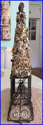Artisan Steampunk Industrial Brutalist Holiday Christmas Vintage Jewelry Tree