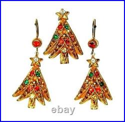 Askew London Vintage Christmas Tree Pin & Earrings Set