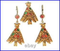 Askew London Vintage Christmas Tree Pin & Earrings Set