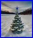 Atlantic Christmas Tree Wonderful Blue Glaze 11 Tall Vintage Rare