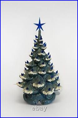 Atlantic Christmas Tree Wonderful Blue Glaze 11 Tall Vintage Rare