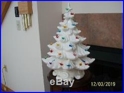 Atlantic Mold Vintage Ceramic Christmas Tree White With Multi Colored Birds