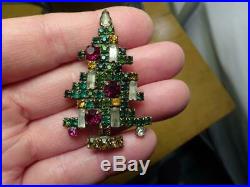 BEAUTIFUL Vintage WEISS CHRISTMAS TREE BROOCH PIN 5 CANDLE VG-Old Estate Find