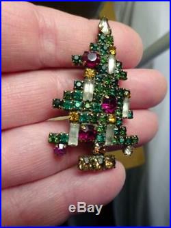BEAUTIFUL Vintage WEISS CHRISTMAS TREE BROOCH PIN 5 CANDLE VG-Old Estate Find