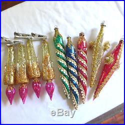 BEST Vtg Icicles Candle Ornate Fancy Plastic Ornaments Tinsel Xmas Tree Clip Lot
