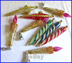 BEST Vtg Icicles Candle Ornate Fancy Plastic Ornaments Tinsel Xmas Tree Clip Lot