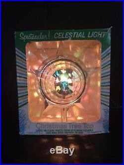 BOXED Bradford Celestial Light Star Spinner Vintage ChristmasTree Topper Motion
