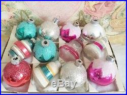 Beautiful Antique Vtg Shiny Brite Feather Tree Xmas Ornaments Bells Barrel Mica