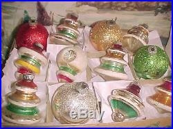 Beautiful Antique Vtg Shiny Brite Satellites Trees Lantern Glass Xmas Ornaments