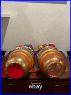 Beautiful Pair Of Vintage Mercury Glass Christmas Tree Multi Color 15 Balls