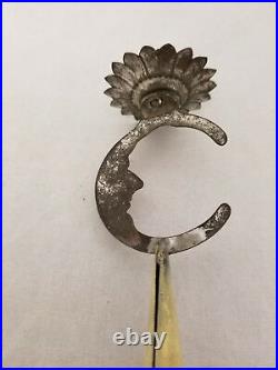 Beautiful Vintage 1880's Candle Holder and Counter Weight Moon Crescent for Tree