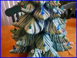 Beautiful Vintage Atlantic Mold Ceramic 4 piece Christmas Tree 22 Blue & Green