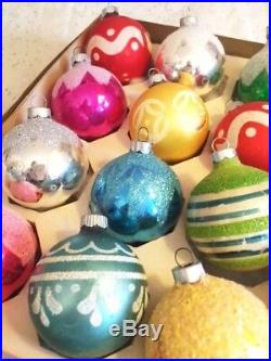 Beautiful! Vintage Shiny Brite Antique Lot Box Glass Xmas Tree Ornaments
