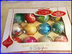 Beautiful! Vintage Shiny Brite Antique Lot Box Glass Xmas Tree Ornaments