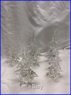 Beautiful Vtg Signed Made In France Crystal Christmas Trees