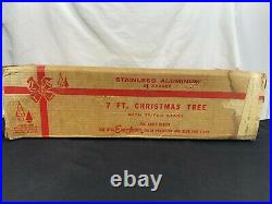 Beautiful vintage 7 foot christmas aluminum tree Evergleam complete 67 branches