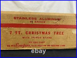 Beautiful vintage 7 foot christmas aluminum tree Evergleam complete 67 branches