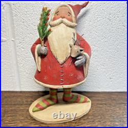 Blossom Bucket Santa Claus Figurine with Reindeer & Christmas Tree 2008 Vintage