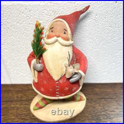 Blossom Bucket Santa Claus Figurine with Reindeer & Christmas Tree 2008 Vintage