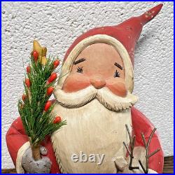 Blossom Bucket Santa Claus Figurine with Reindeer & Christmas Tree 2008 Vintage