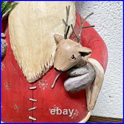 Blossom Bucket Santa Claus Figurine with Reindeer & Christmas Tree 2008 Vintage